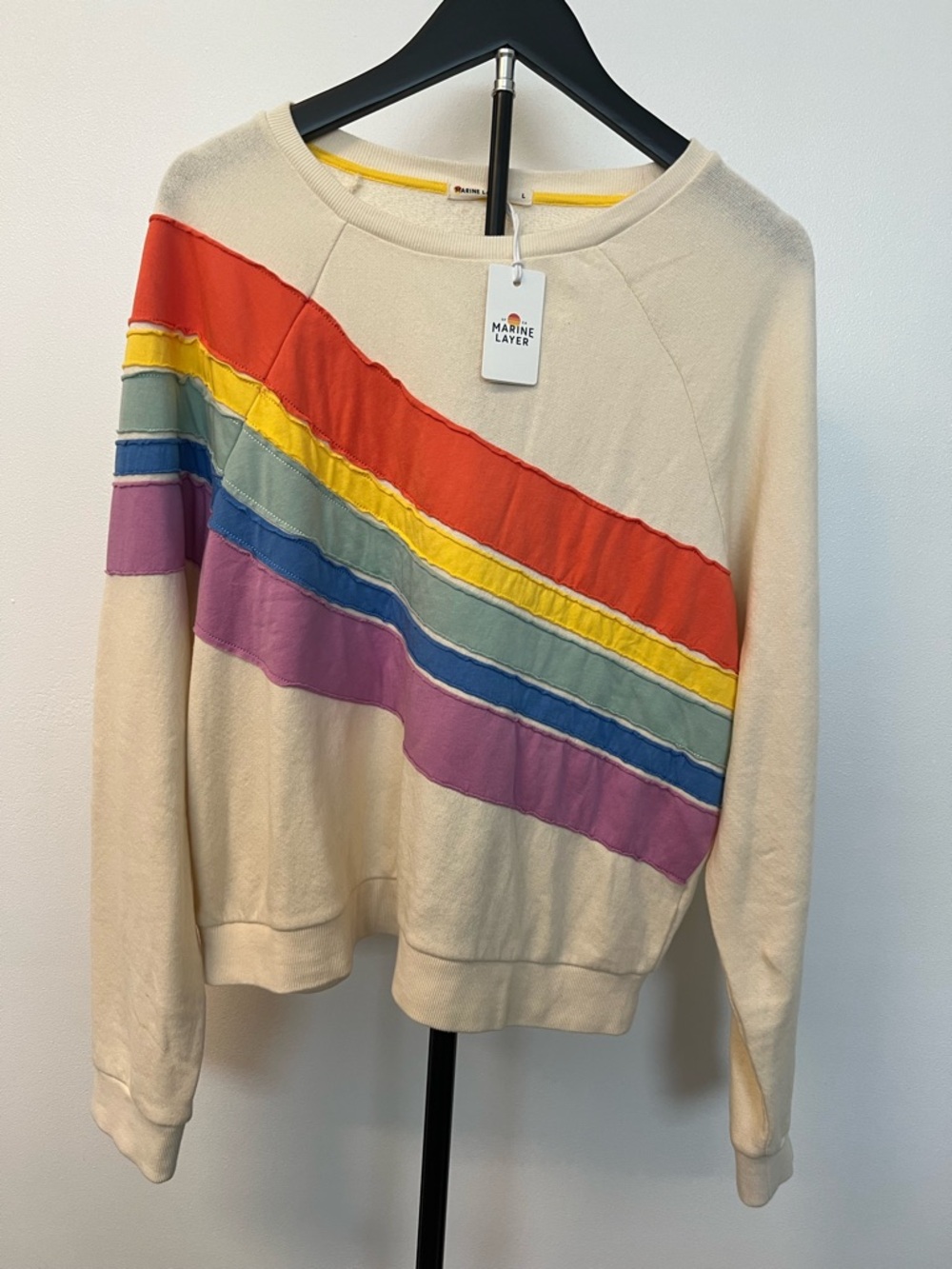 Marine Layer Cream Rainbow Stripe Women's Sweater